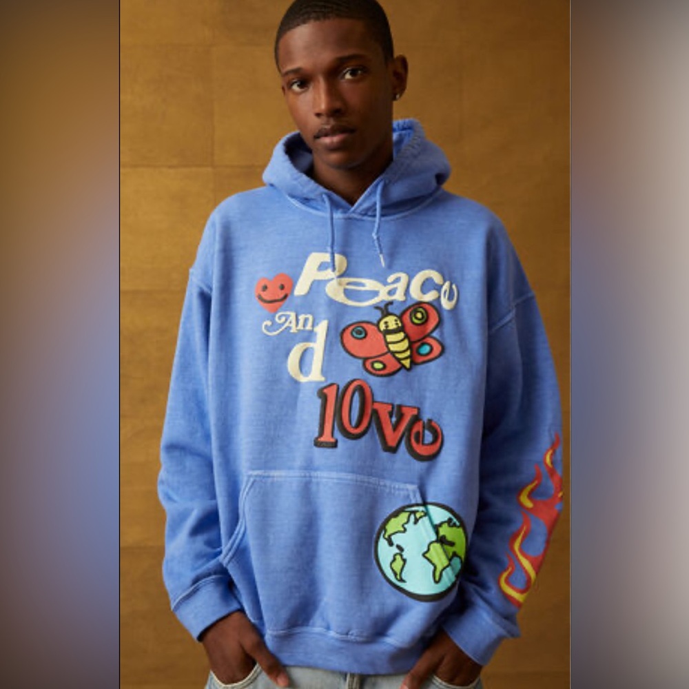 PACSUN Peace & Love Puff Hoodie sweatshirt